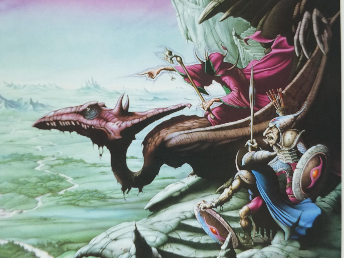 1995 Lord of the Rings Poster, A View over Isengard, JRR Tolkien by Rodney Matthews, Orthanc, Nazgul with Dragon and Goblins, wall art decor
