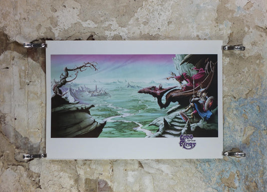 1995 Lord of the Rings Poster, A View over Isengard, JRR Tolkien by Rodney Matthews, Orthanc, Nazgul with Dragon and Goblins, wall art decor