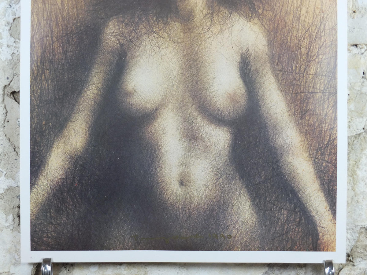 Signed 1986 Kurt Trampedach Poster, , hand signed in 1990, dark and brooding portrait, gallery exhibition, wall art decor