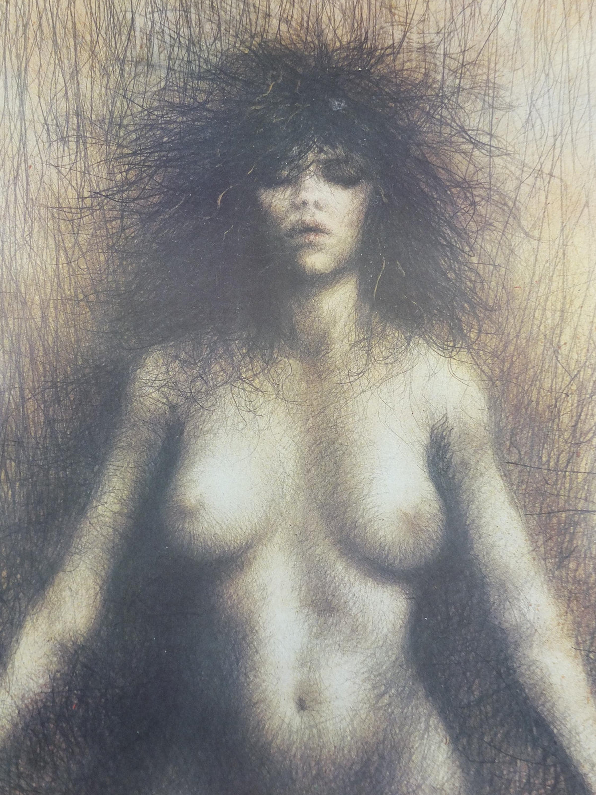 Signed 1986 Kurt Trampedach Poster, , hand signed in 1990, dark and brooding portrait, gallery exhibition, wall art decor