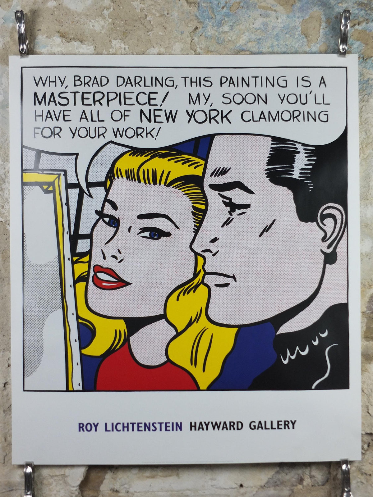2004 Roy Lichtenstein Poster, "Masterpiece" 1962, Brad and blonde in New York, Why Drad Darling, Haywood Gallery, Exhibition wall art decor