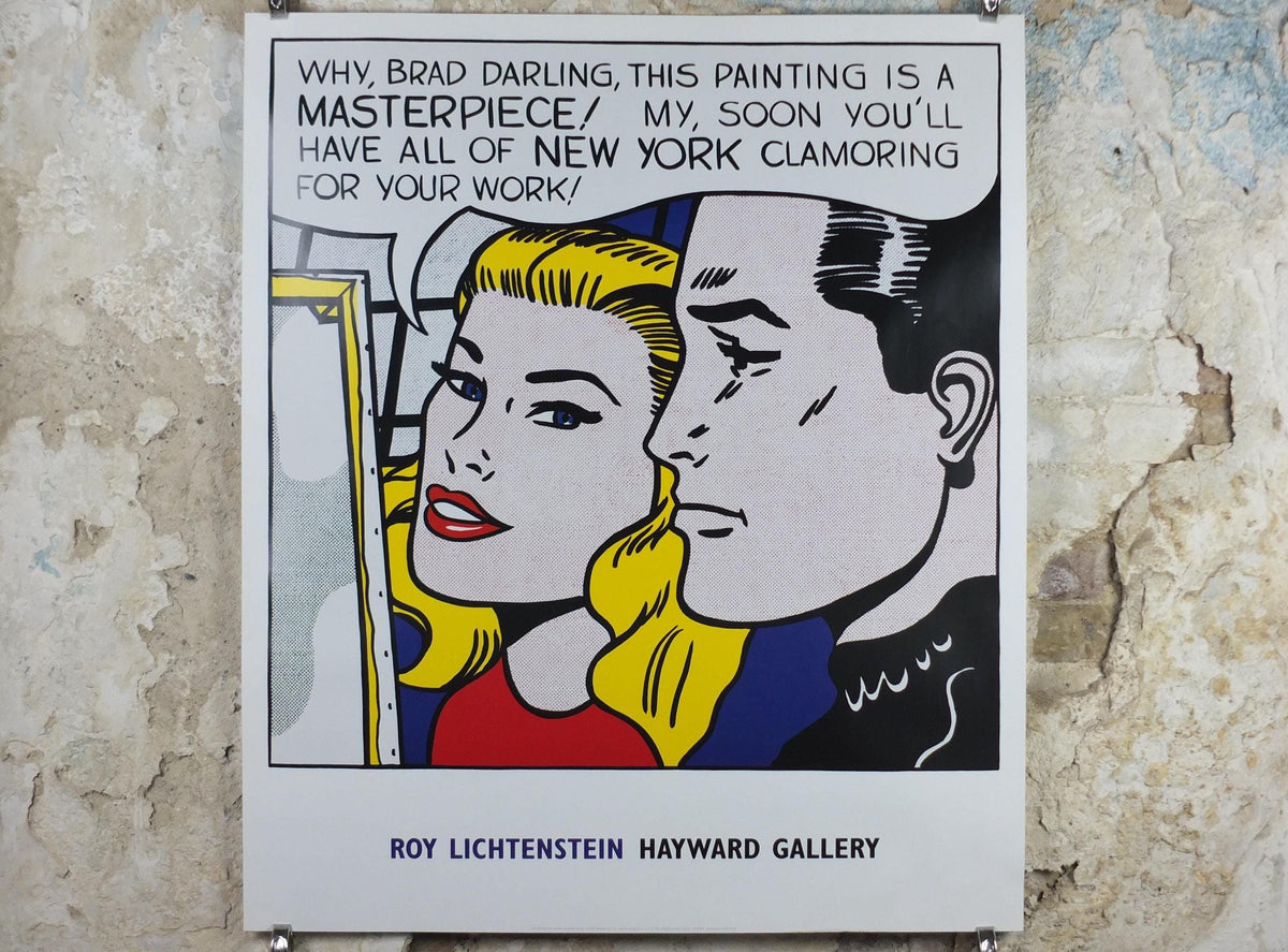2004 Roy Lichtenstein Poster, "Masterpiece" 1962, Brad and blonde in New York, Why Brad Darling, Haywood Gallery, Exhibition wall art decor