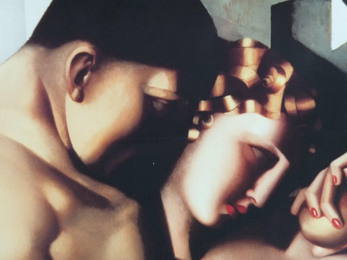 1990s Tamara de Lempicka Poster, "Adam and Eve" 1932, Art Deco Nouveau cubism neoclassical style, gallery exhibition, wall art decor