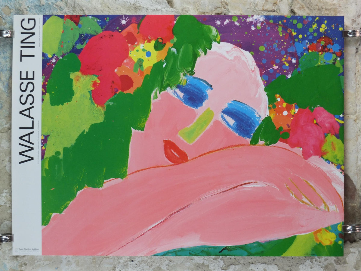 1990s Walasse Ting Poster, Modern Woman, I think of you, souvenez vous, colourful popular figuratism, pop art, gallery, wall art decor