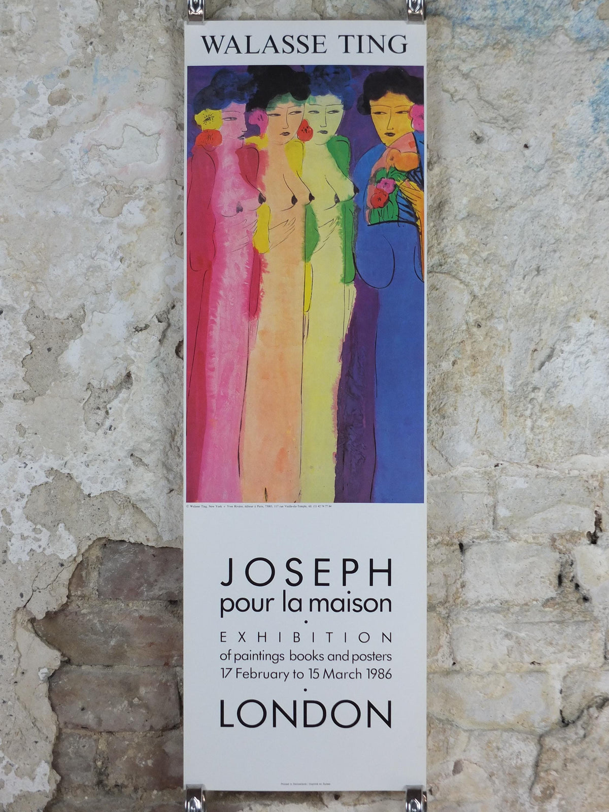 1986 Walasse Ting Poster, Four colourful women with flowers, colourful popular figuratism, pop art, gallery, wall art decor