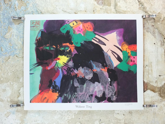 1989 Walasse Ting Poster, Black Cat, colourful popular figuratism, pop art, gallery, wall art decor