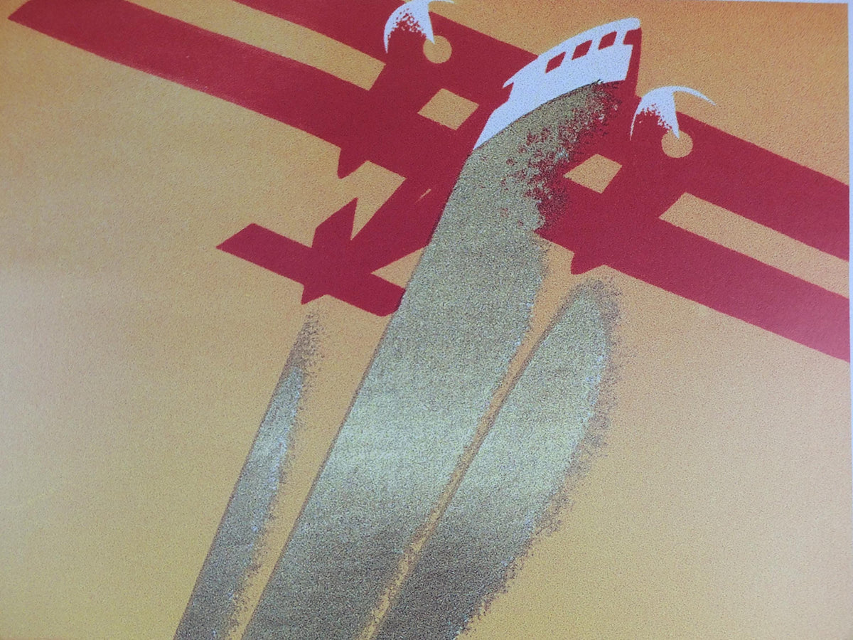 1999 Air Union Poster, Golden Ray Paris - London, Creation Publix, Air France Aviation, travel wall art decor