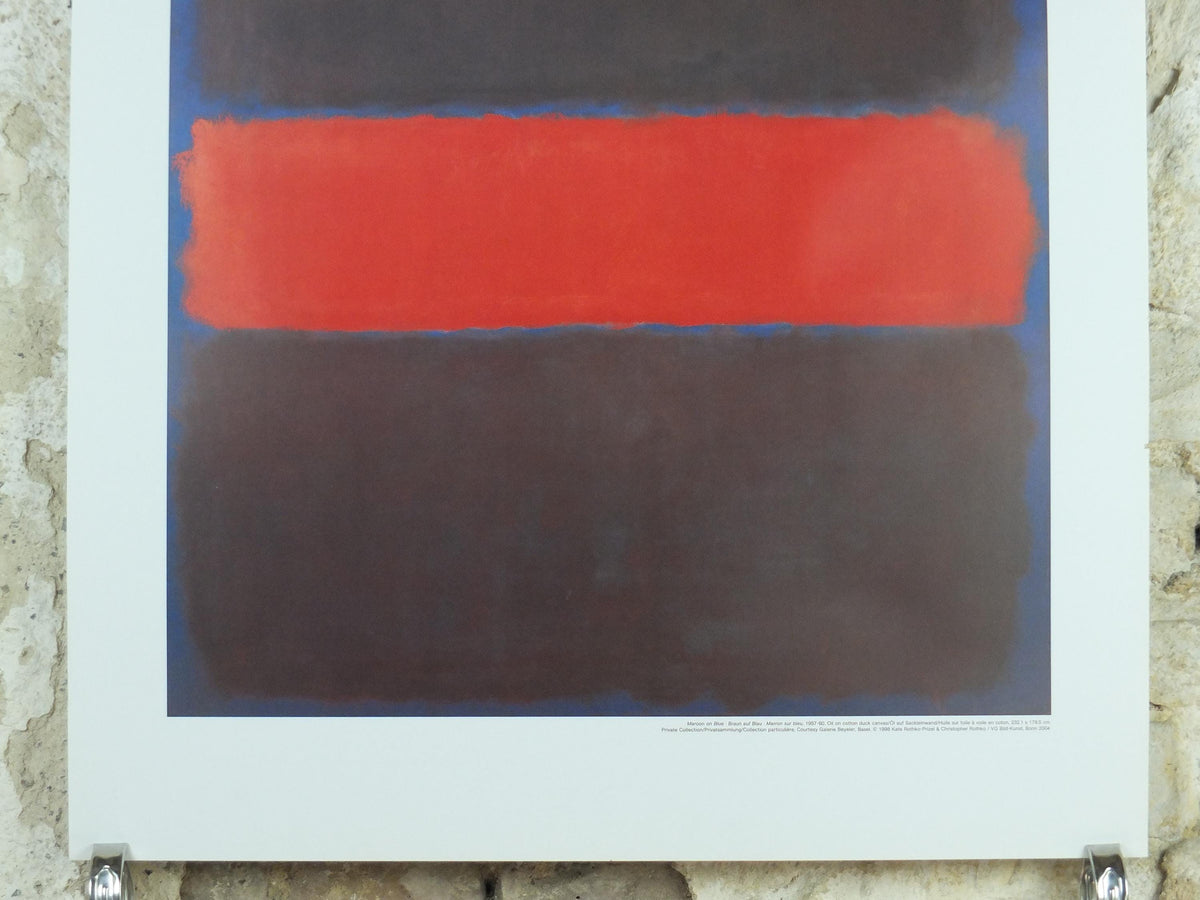 1998 Mark Rothko Poster, Maroon on Blue 1957-1960, abstract expressionism, wall art decor