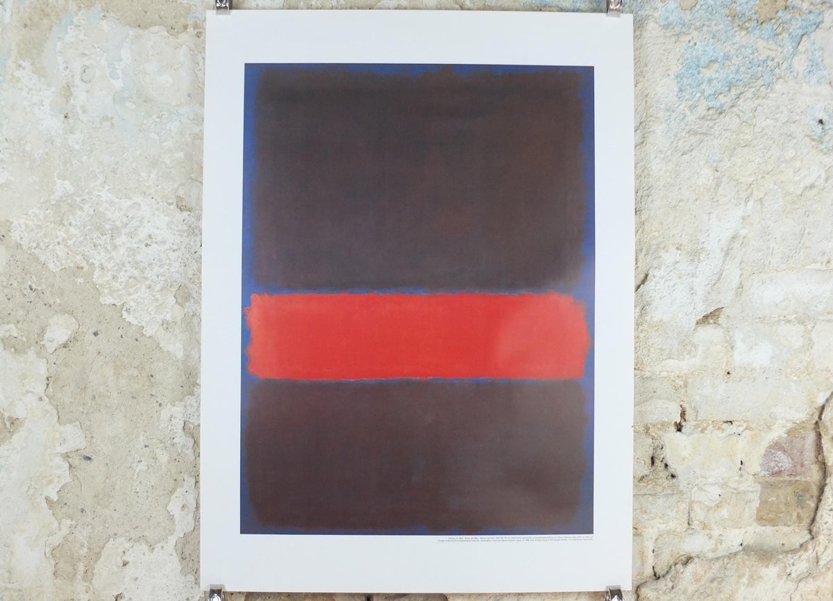 1998 Mark Rothko Poster, Maroon on Blue 1957-1960, abstract expressionism, wall art decor
