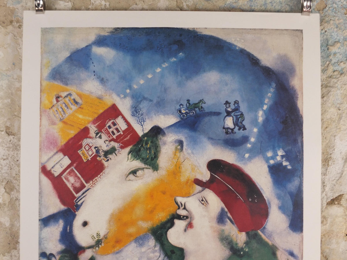 1983 Marc Chagall Poster, La Vie Paysanne 1925, The Peasant Life, Cubism and Expressionism, gallery exhibition, wall art decor