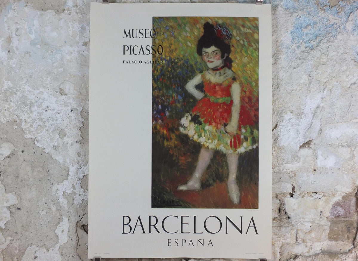 1966 Pablo Picasso Poster, The Dwarf Dancer, Danseuse Naine 1901, Blue period, Picasso Museum Barcelona, exhibition wall art decor