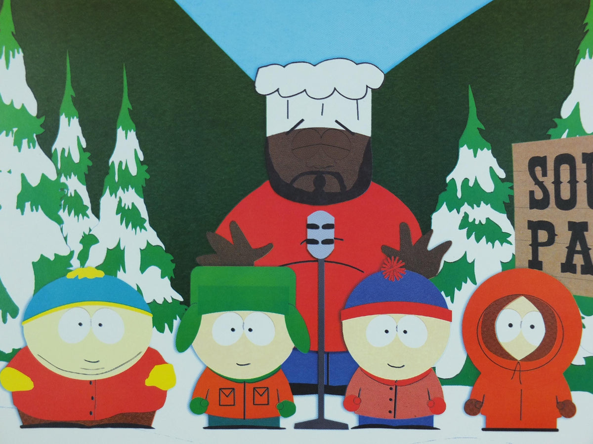 1998 South Park Poster, Chocolate Salty Balls, Chef Aid, Isaac Hayes, Trey Parker and Matt Stone, Cartoon Network, print wall art decor