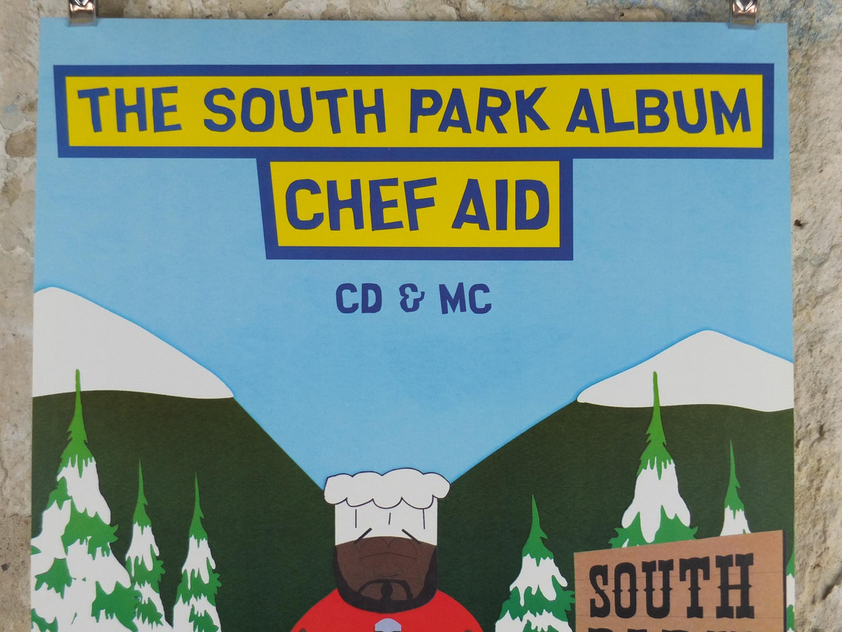 1998 South Park Poster, Chocolate Salty Balls, Chef Aid, Isaac Hayes, Trey Parker and Matt Stone, Cartoon Network, print wall art decor