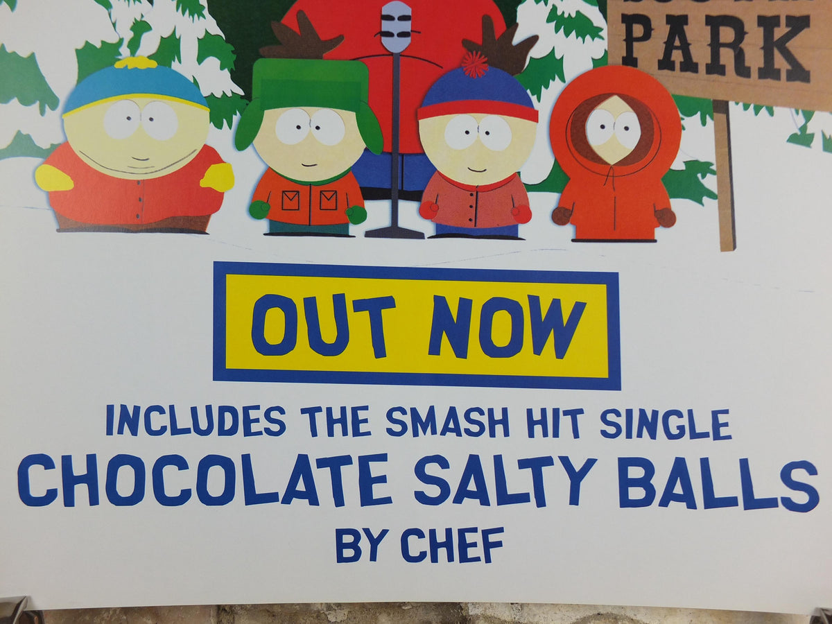 1998 South Park Poster, Chocolate Salty Balls, Chef Aid, Isaac Hayes, Trey Parker and Matt Stone, Cartoon Network, print wall art decor