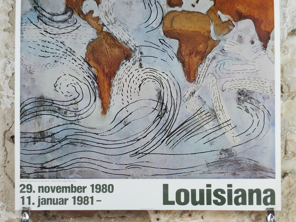 1980 Paterson Ewen Poster, Ocean Currents 1977, Louisiana, Phenomscapes, Plywood Expressionism, gallery exhibition, wall art decor