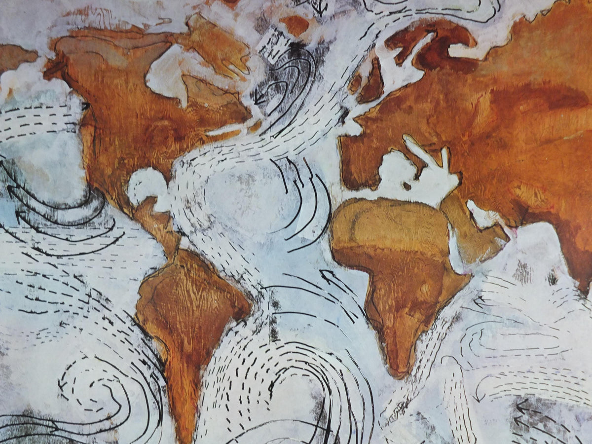 1980 Paterson Ewen Poster, Ocean Currents 1977, Louisiana, Phenomscapes, Plywood Expressionism, gallery exhibition, wall art decor