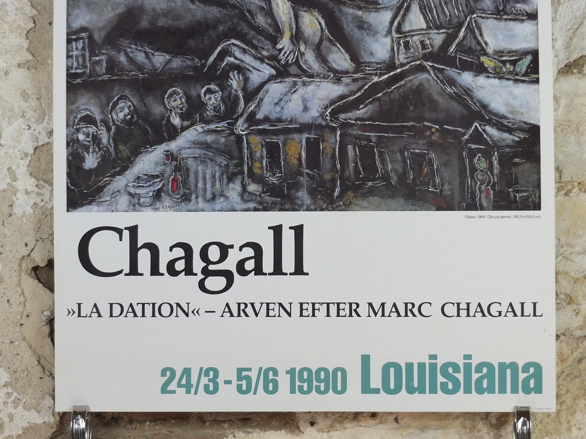 1990 Marc Chagall Poster, Easter or Passover 1968, Les Pâques, Louisiana, expressionism & cubism, gallery exhibition, wall art decor