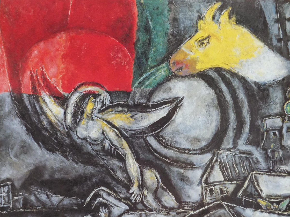 1990 Marc Chagall Poster, Easter or Passover 1968, Les Pâques, Louisiana, expressionism & cubism, gallery exhibition, wall art decor