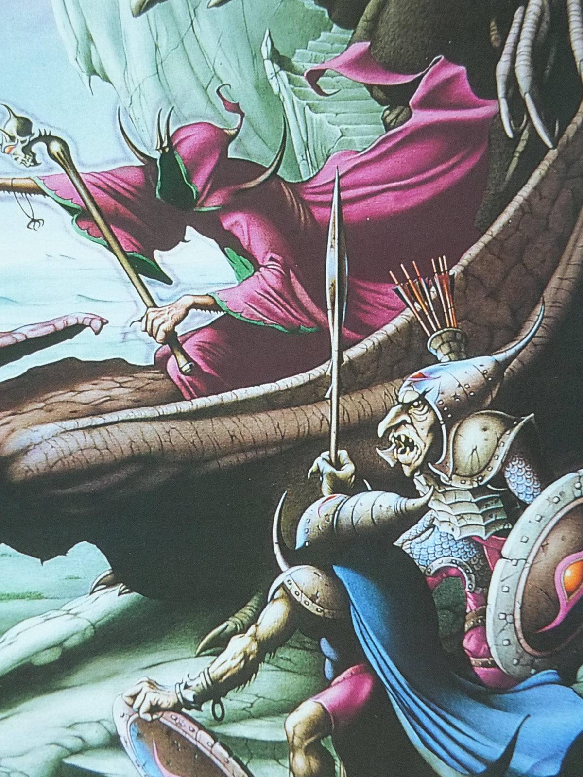 1995 Lord of the Rings Poster, A View over Isengard, JRR Tolkien by Rodney Matthews, Orthanc, Nazgul with Dragon and Goblins, wall art decor