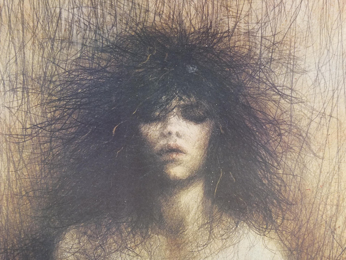 Signed 1986 Kurt Trampedach Poster, , hand signed in 1990, dark and brooding portrait, gallery exhibition, wall art decor