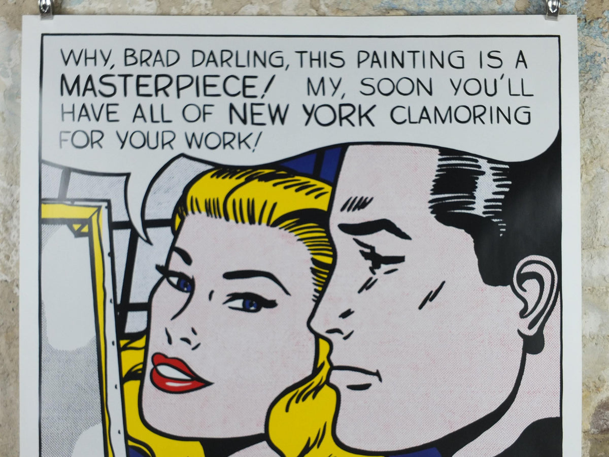2004 Roy Lichtenstein Poster, "Masterpiece" 1962, Brad and blonde in New York, Why Brad Darling, Haywood Gallery, Exhibition wall art decor
