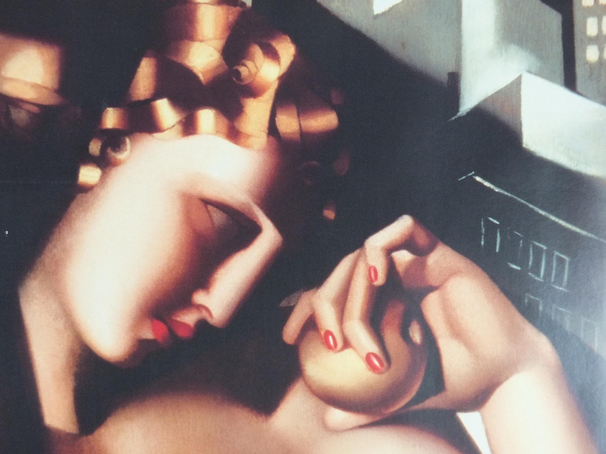 1990s Tamara de Lempicka Poster, "Adam and Eve" 1932, Art Deco Nouveau cubism neoclassical style, gallery exhibition, wall art decor
