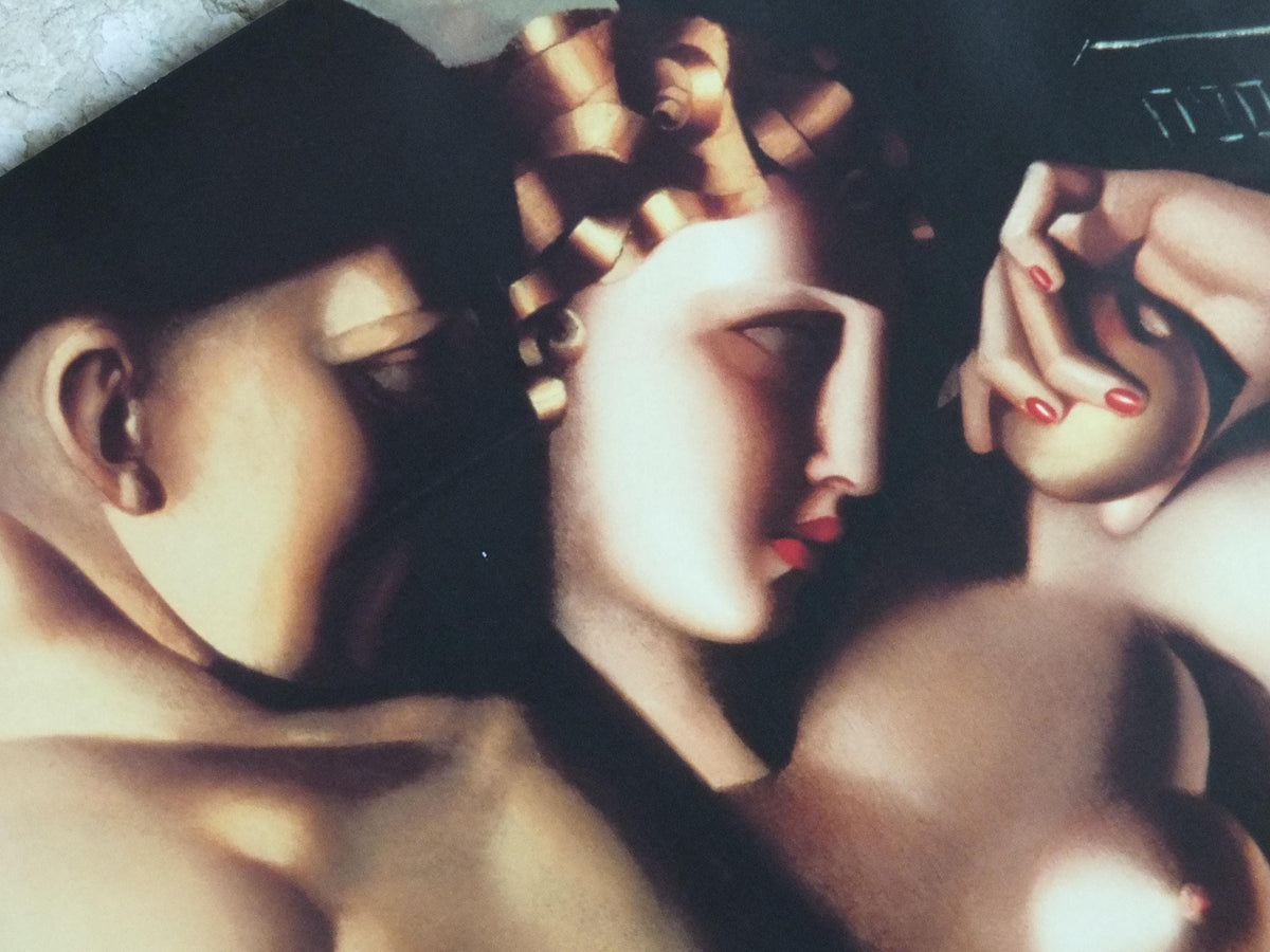1990s Tamara de Lempicka Poster, "Adam and Eve" 1932, Art Deco Nouveau cubism neoclassical style, gallery exhibition, wall art decor