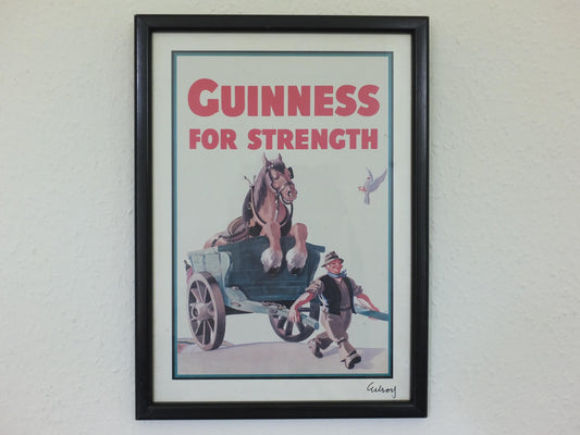 Hand signed 1981 John Gilroy Guinness Toucan Poster, Carthorse 1949, Guinness farmer pulling his horse and cart, wall art retro decor