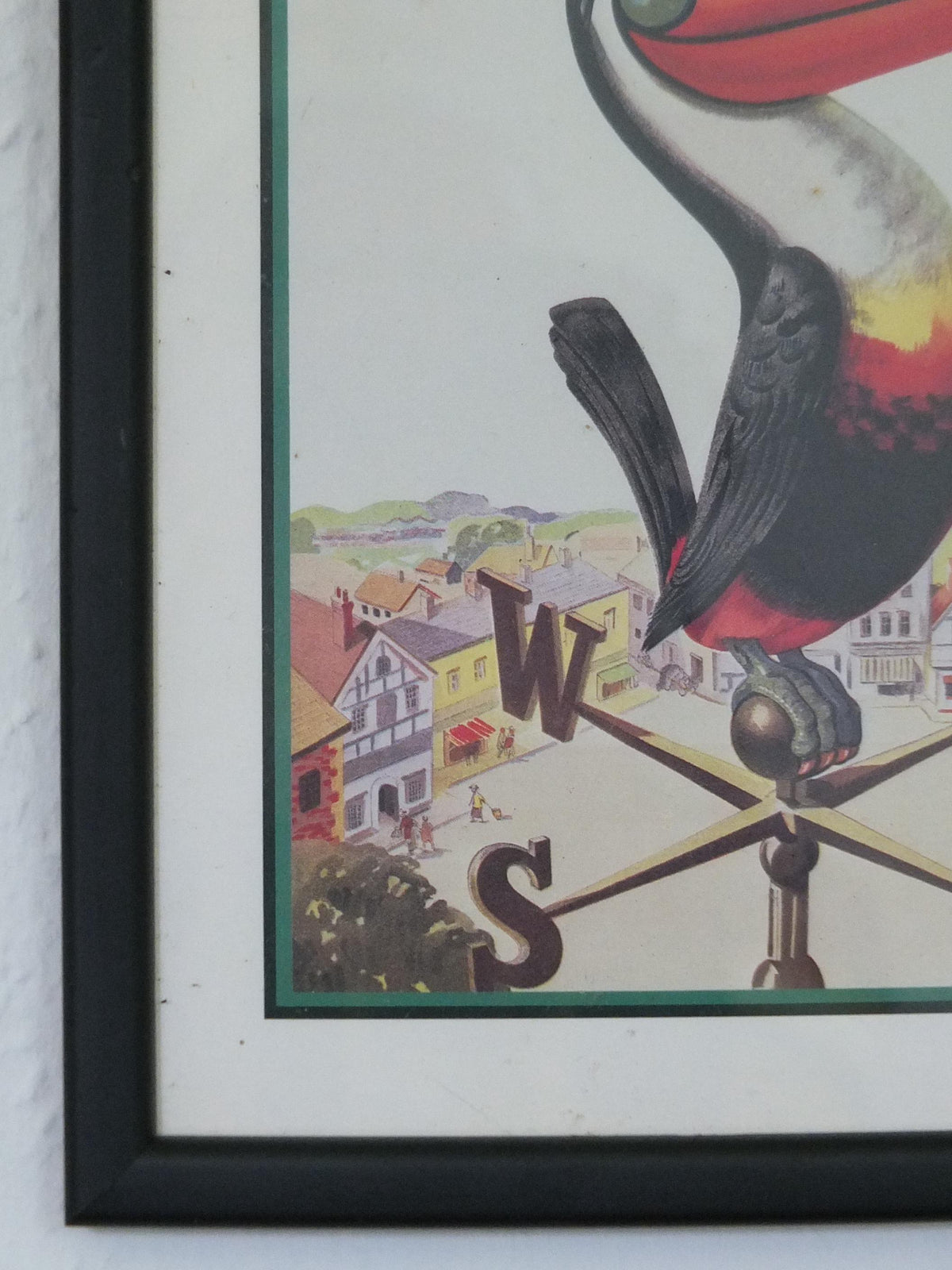 Hand signed 1981 John Gilroy Guinness Toucan Poster, Weathervane 1955, Pint of Guinness on Toucan's beak, wall art retro decor