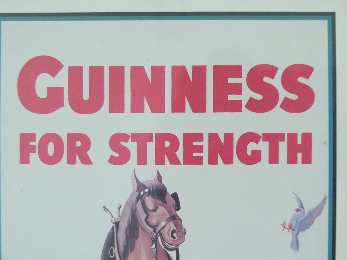 Hand signed 1981 John Gilroy Guinness Toucan Poster, Carthorse 1949, Guinness farmer pulling his horse and cart, wall art retro decor