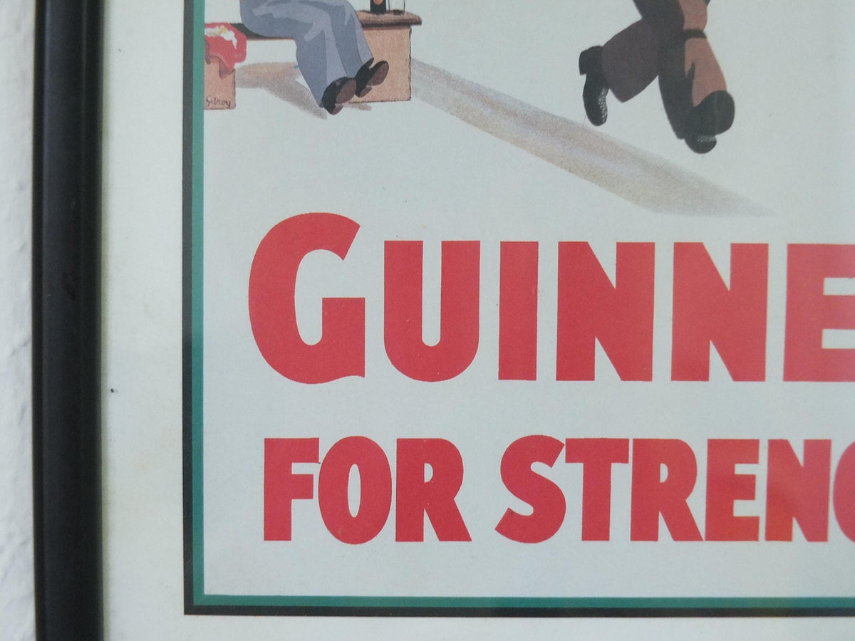 Hand signed 1981 John Gilroy Guinness Toucan Poster, Girder 1934, Guinness construction worker carrying a steel girder, wall art retro decor