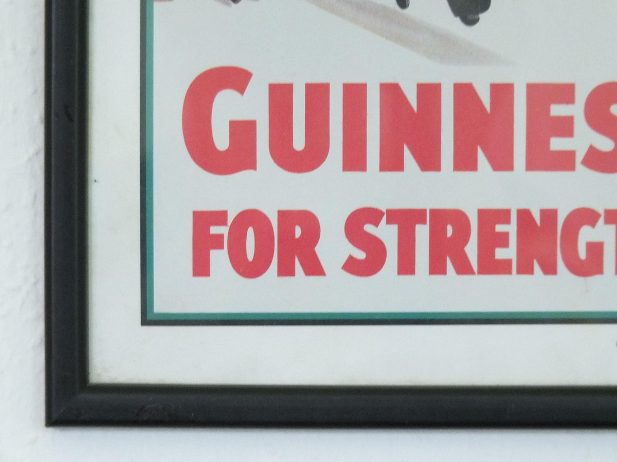 Hand signed 1981 John Gilroy Guinness Toucan Poster, Girder 1934, Guinness construction worker carrying a steel girder, wall art retro decor