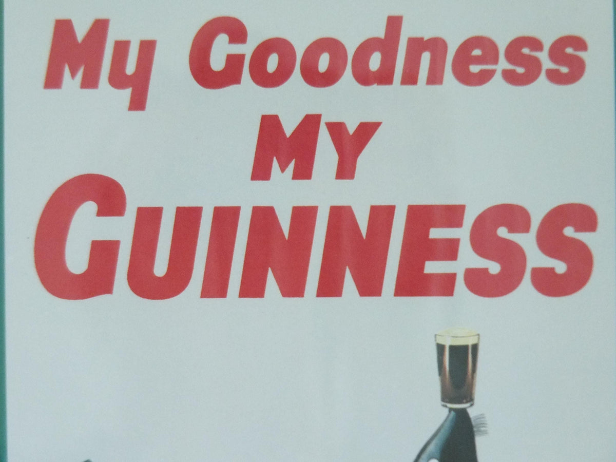Hand signed 1981 John Gilroy Guinness Toucan Poster, Sea Lion 1935, Guinness Zookeeper with sea lion with pint on nose, wall art retro decor