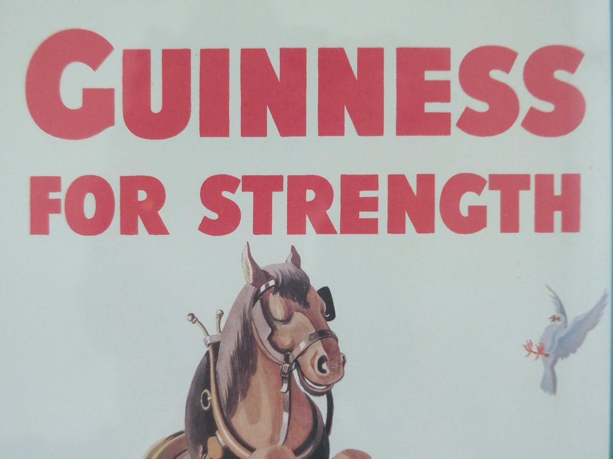 Hand signed 1981 John Gilroy Guinness Toucan Poster, Carthorse 1949, Guinness farmer pulling his horse and cart, wall art retro decor