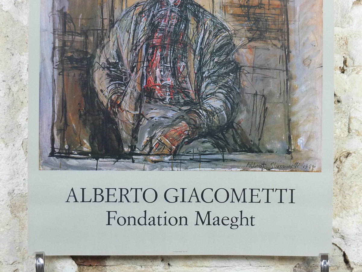 1990s Alberto Giacometti Poster, Fondation Maeght, Portrait of Diego in a Plaid Shirt 1954, Expressionism, gallery exhibition wall art decor