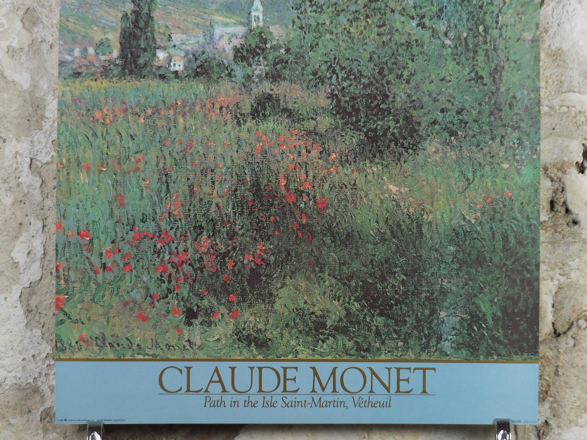 1986 Claude Monet Poster, "Path in the Isle Saint-Martin, Vétheuil" 1880, Impressionism, wall art decor