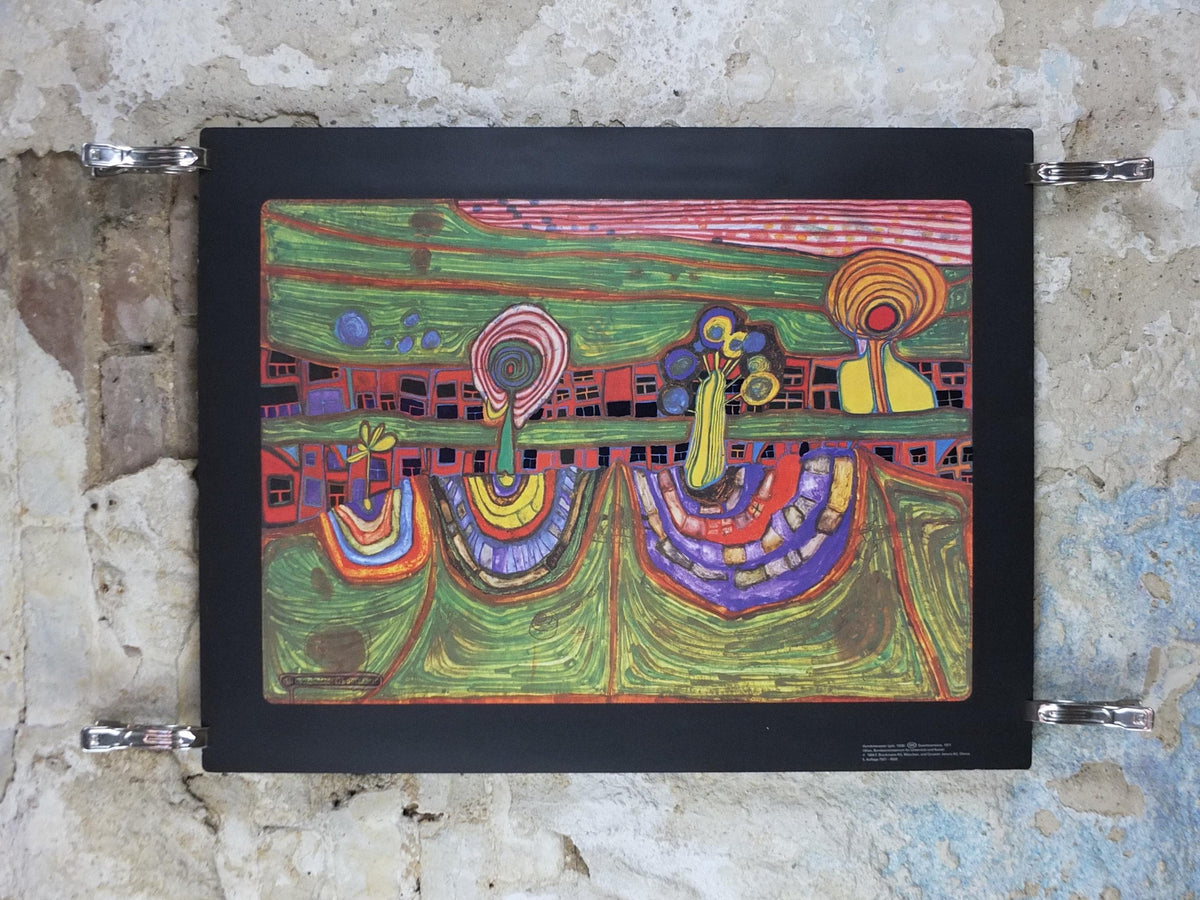 1994 Friedensreich Hundertwasser Poster, Downtownlane, Vorstadtzeile 1971, wall art decor