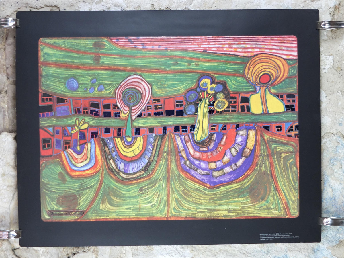1994 Friedensreich Hundertwasser Poster, Downtownlane, Vorstadtzeile 1971, wall art decor