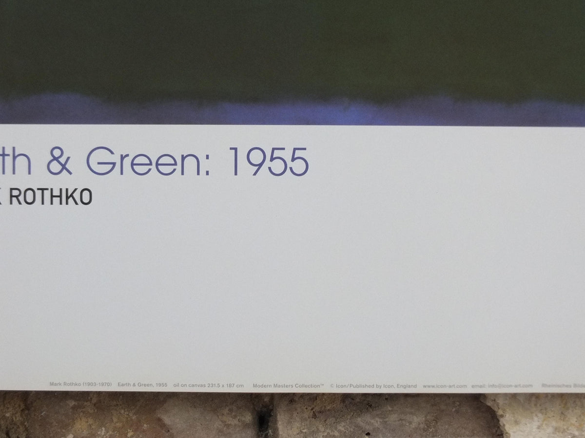 1998 Mark Rothko Poster, Earth and Green 1955, abstract expressionism, wall art decor