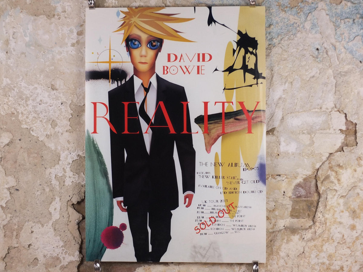 2003 David Bowie Poster, Reality - 24th studio album, the UK leg of A Reality Tour, wall art decor