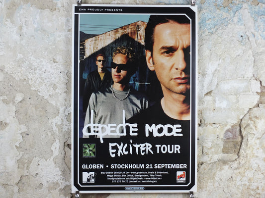 2001 Depeche Mode Poster, Exciter, 21 09 01, original promotion for Stockholm concert, New wave synth pop rock, music wall art decor