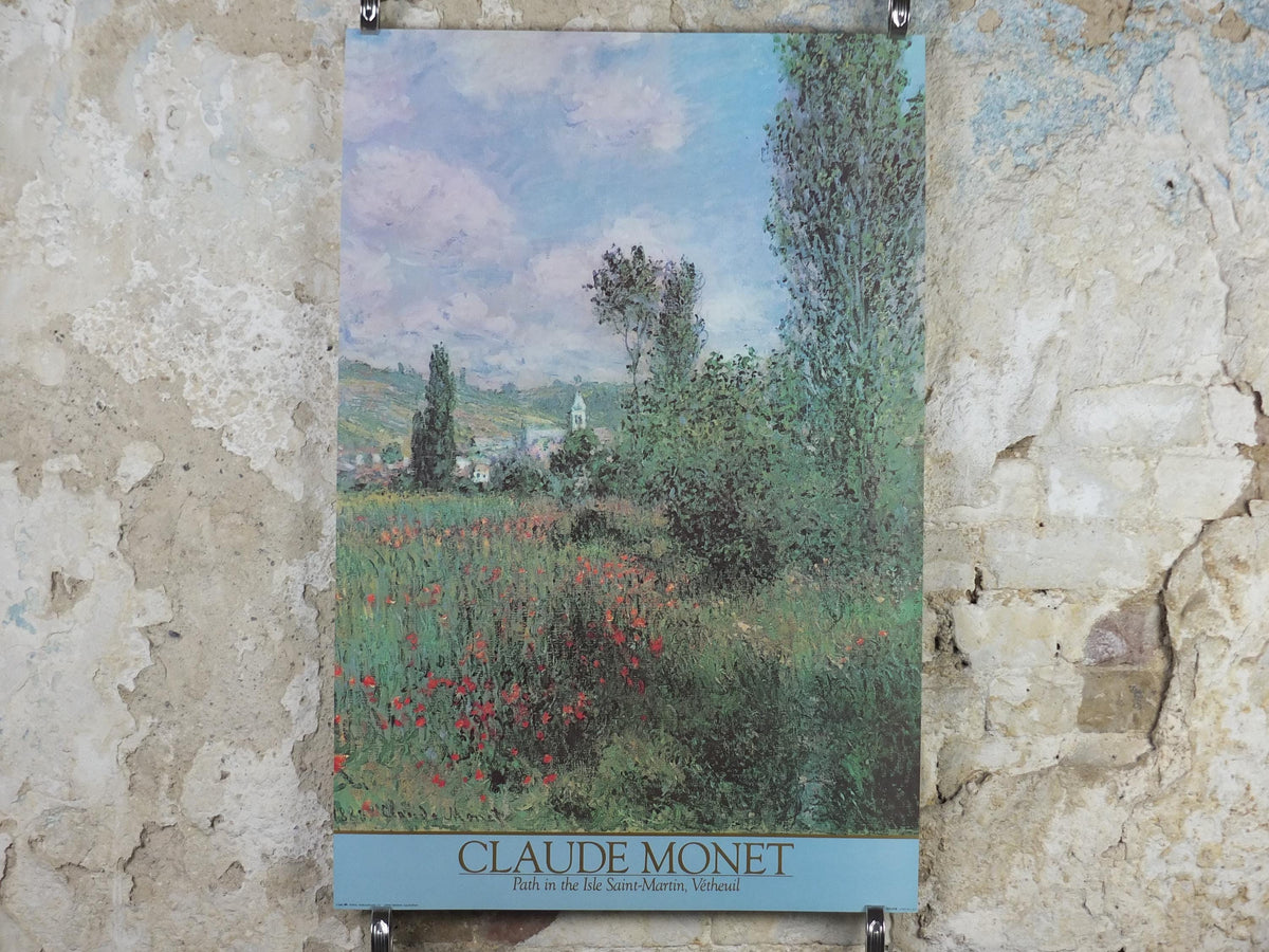 1986 Claude Monet Poster, "Path in the Isle Saint-Martin, Vétheuil" 1880, Impressionism, wall art decor
