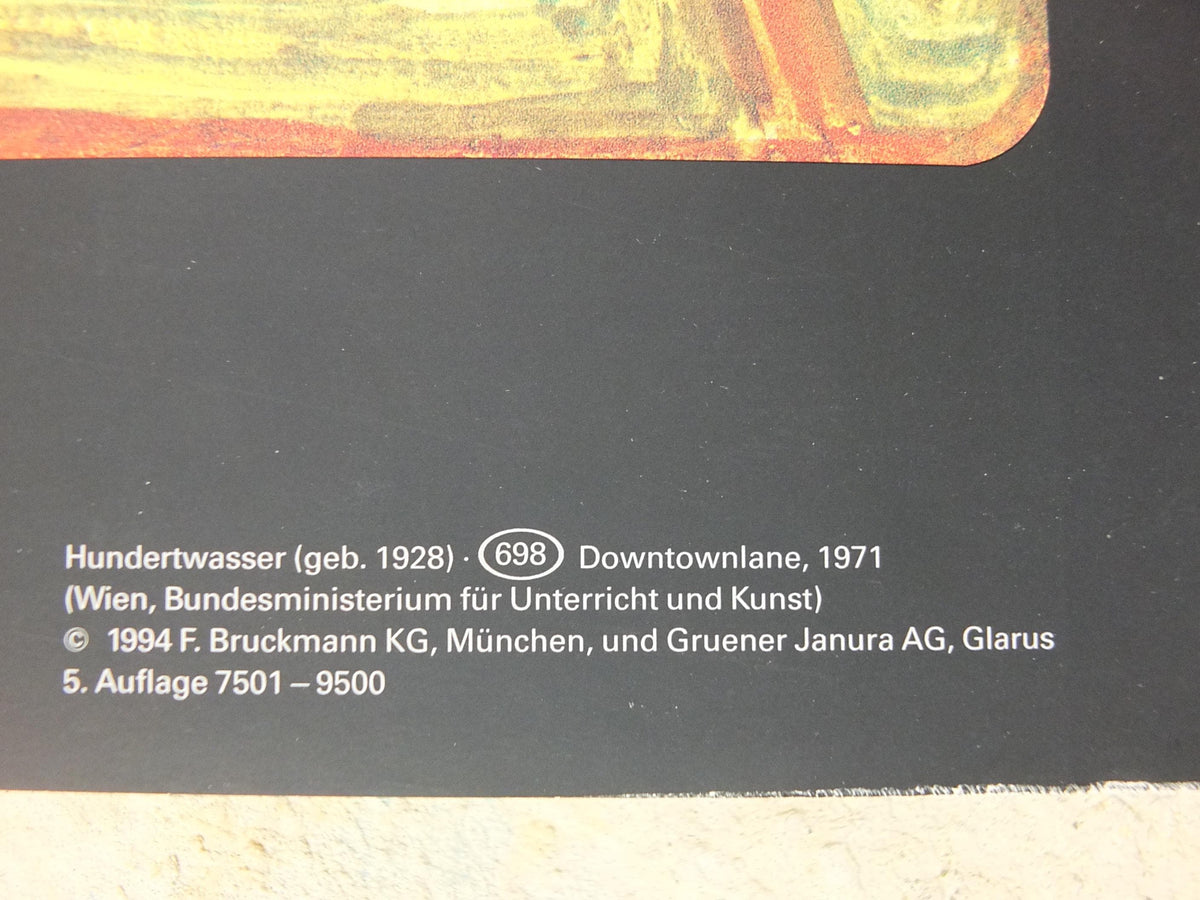 1994 Friedensreich Hundertwasser Poster, Downtownlane, Vorstadtzeile 1971, wall art decor