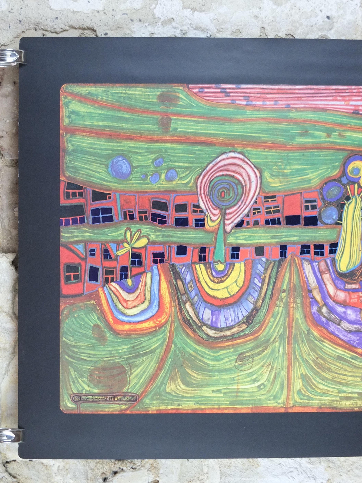 1994 Friedensreich Hundertwasser Poster, Downtownlane, Vorstadtzeile 1971, wall art decor