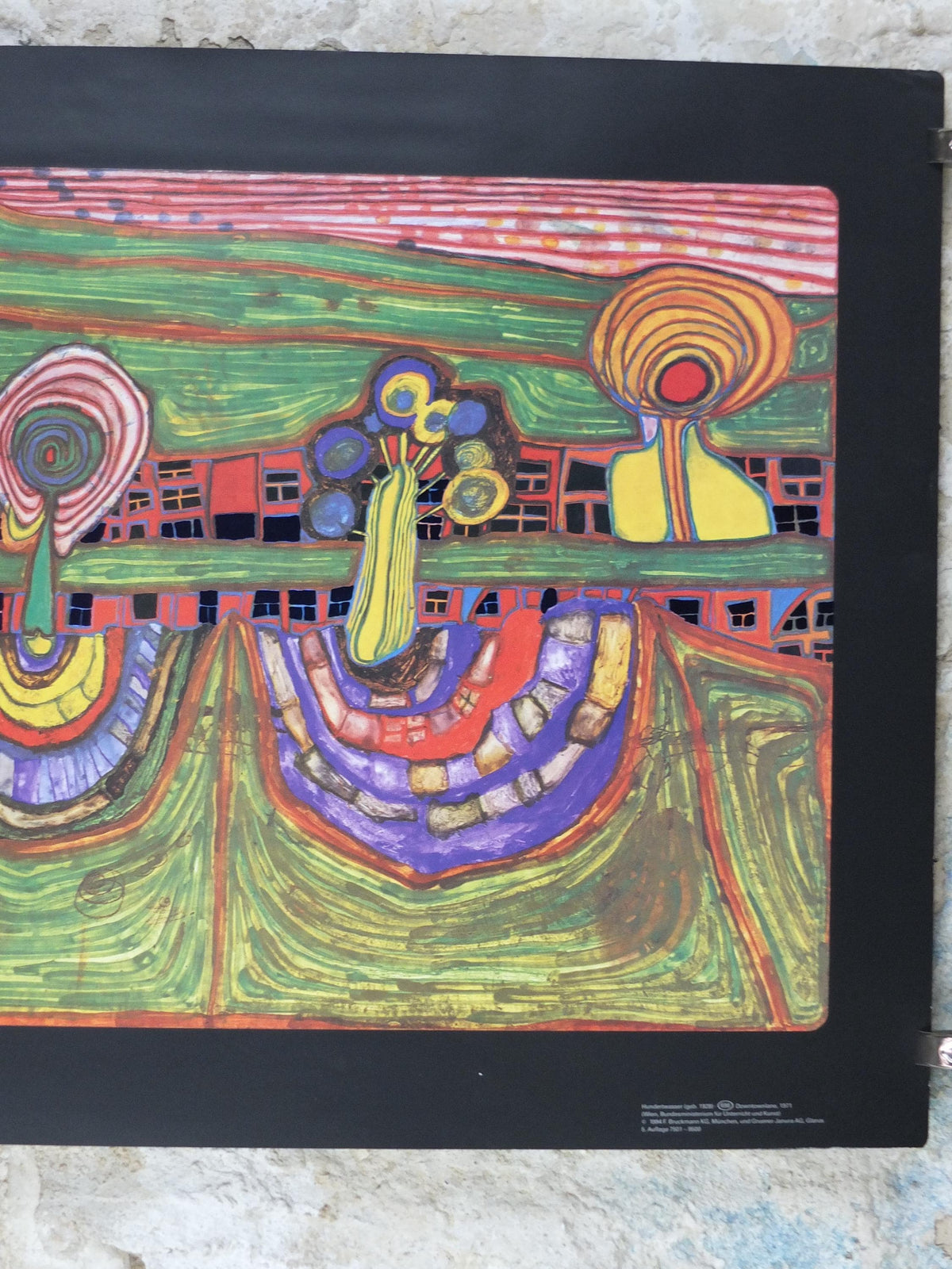 1994 Friedensreich Hundertwasser Poster, Downtownlane, Vorstadtzeile 1971, wall art decor