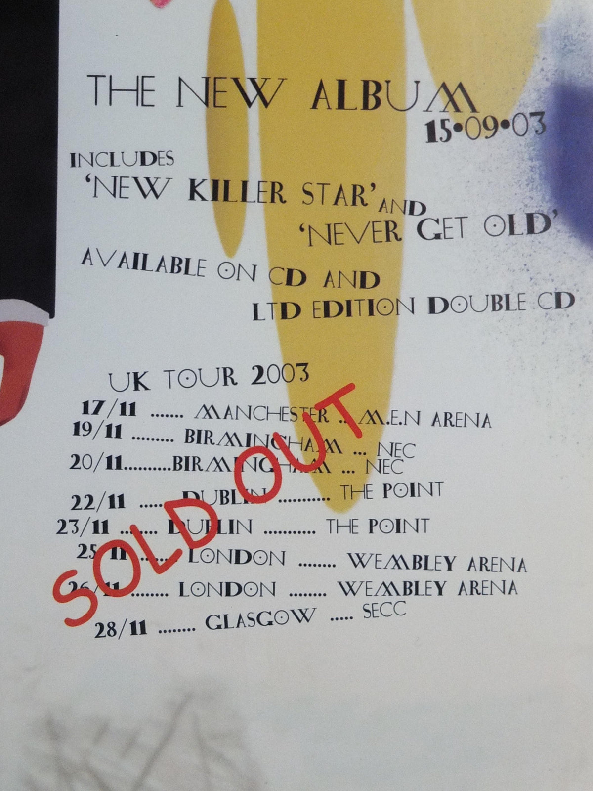 2003 David Bowie Poster, Reality - 24th studio album, the UK leg of A Reality Tour, wall art decor