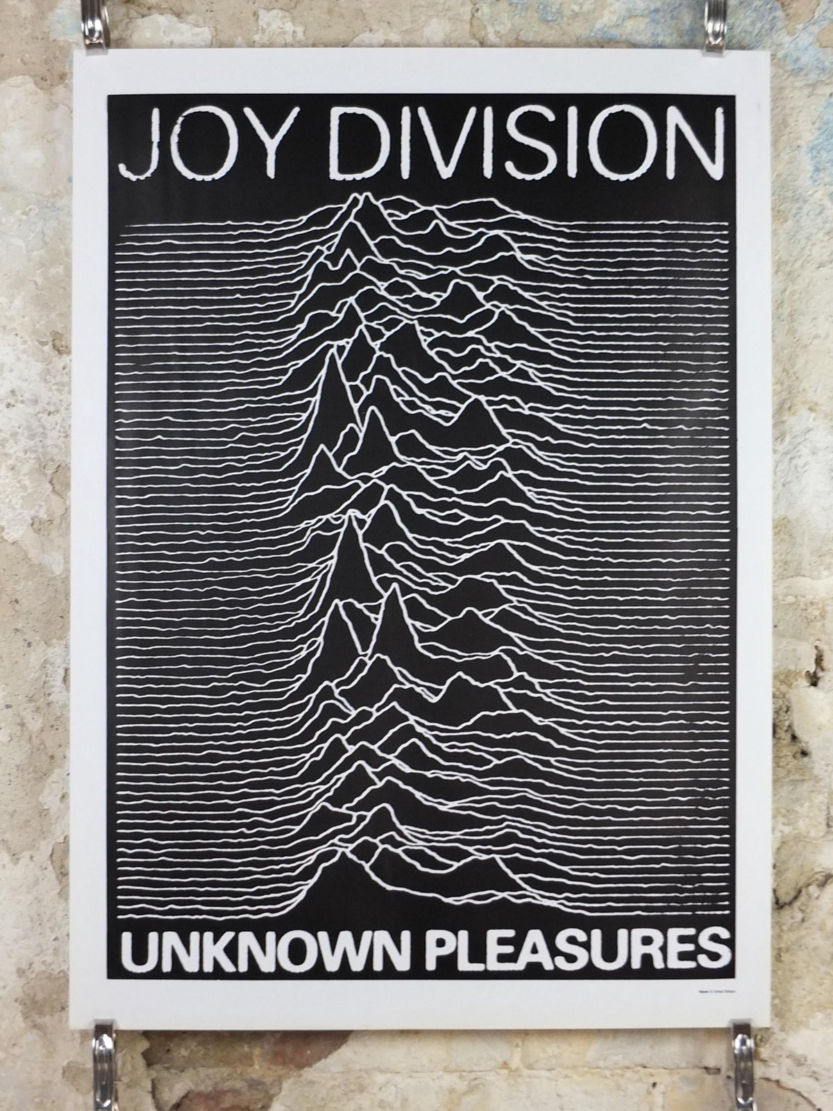 1980s Joy Division Poster, Unknown Pleasures 1979, by Peter Saville, New wave synth pop rock, music wall art decor