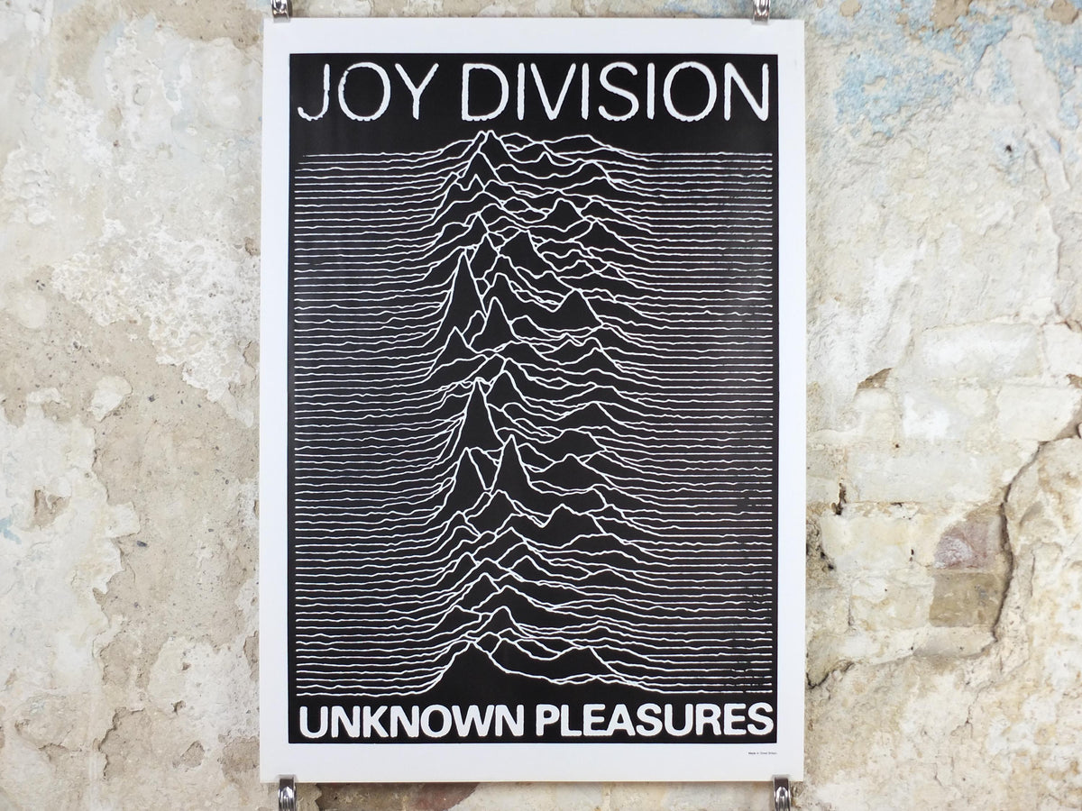 1980s Joy Division Poster, Unknown Pleasures 1979, by Peter Saville, New wave synth pop rock, music wall art decor
