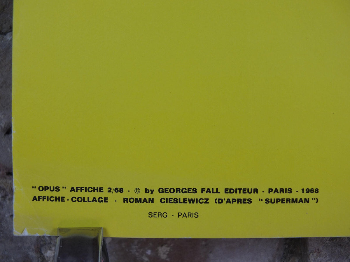 Original 1968 Roman Cieslewicz CCCP USA Superman Poster, Opus International Cold War Pop Art