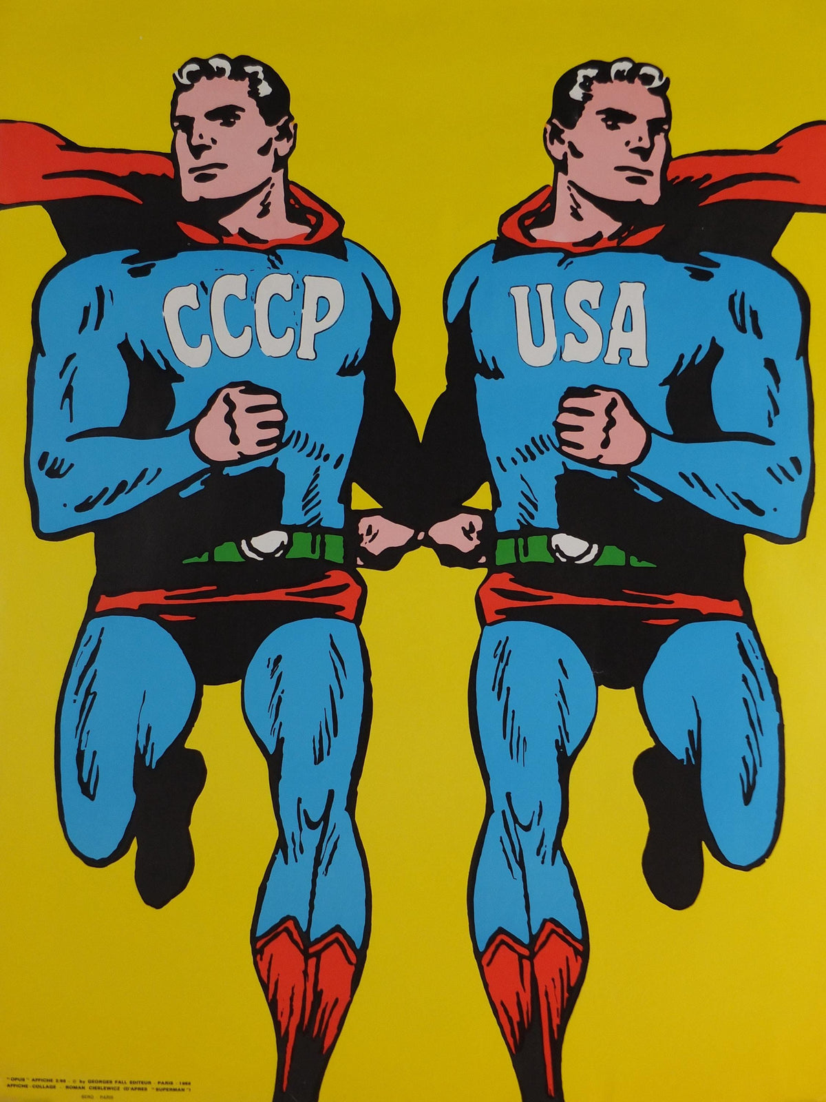 Original 1968 Roman Cieslewicz CCCP USA Superman Poster, Opus International Cold War Pop Art